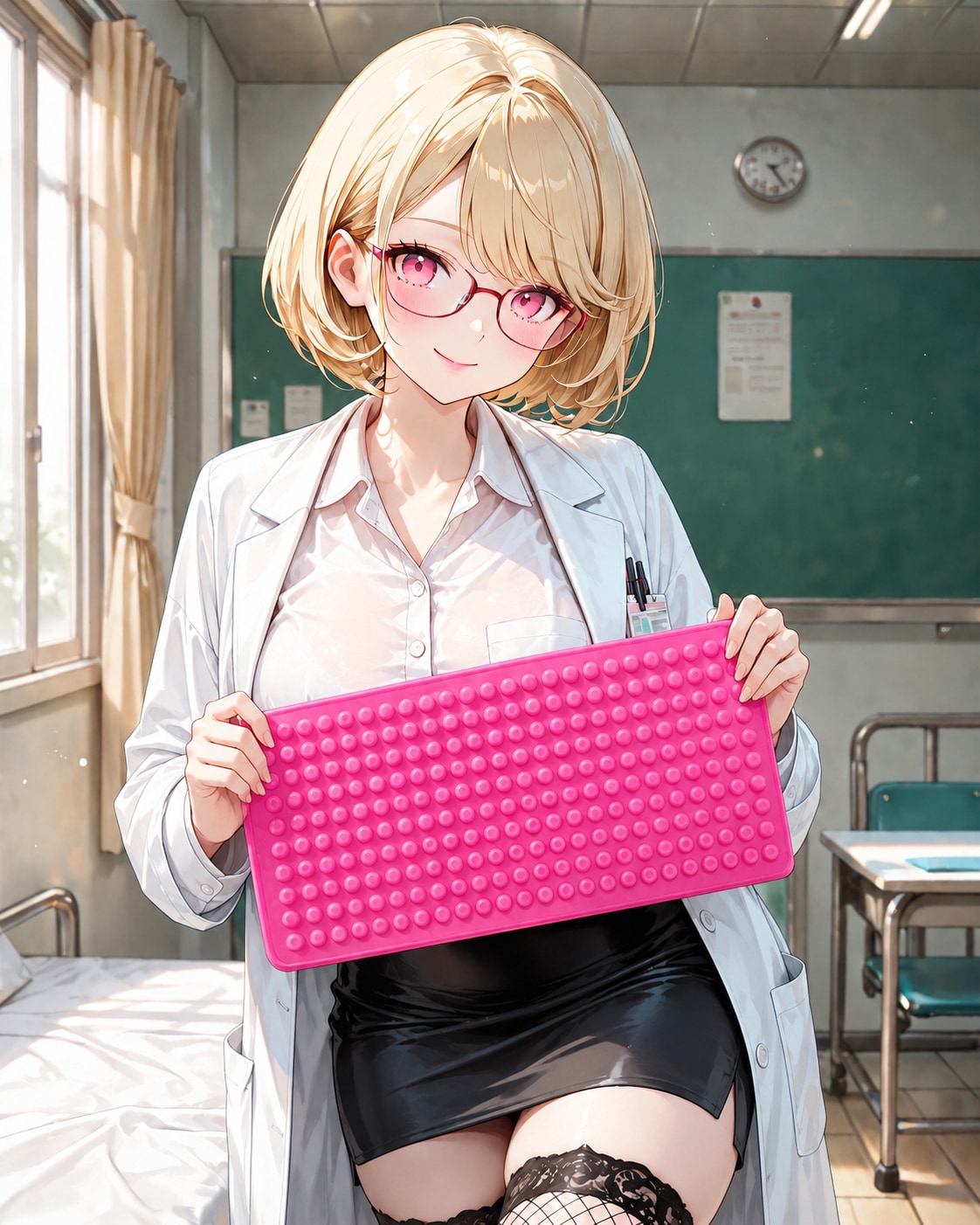 健康器具を持つ保険教師