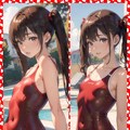 赤スクール水着　Red School Swimsuit 2枚目