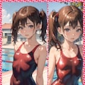 赤スクール水着　Red School Swimsuit 4枚目