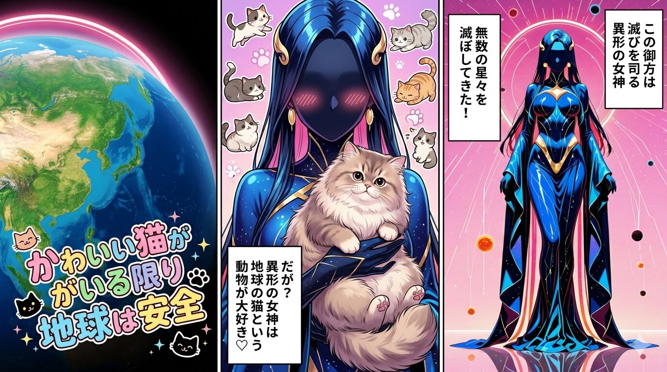 滅びを司る女神の魔の手から地球を救った猫ちゃん達♪