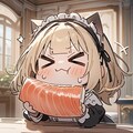 🐱今日の私は猫と言い張る系メイドちゃん、おジャンボサーモンを食す🐱 5枚目