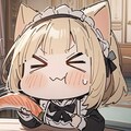 🐱今日の私は猫と言い張る系メイドちゃん、おジャンボサーモンを食す🐱 2枚目