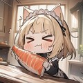 🐱今日の私は猫と言い張る系メイドちゃん、おジャンボサーモンを食す🐱 4枚目