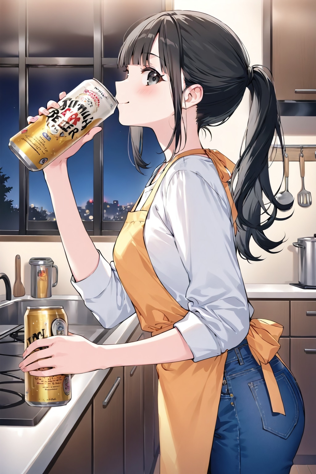 ビールを飲む女４