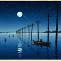 月景色１･海の電信柱 2枚目