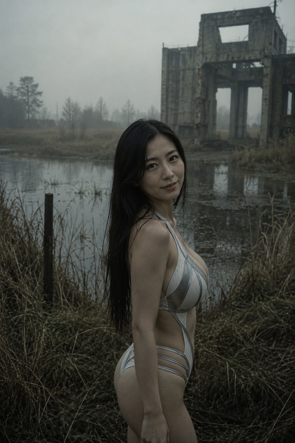 廃墟と熟女
