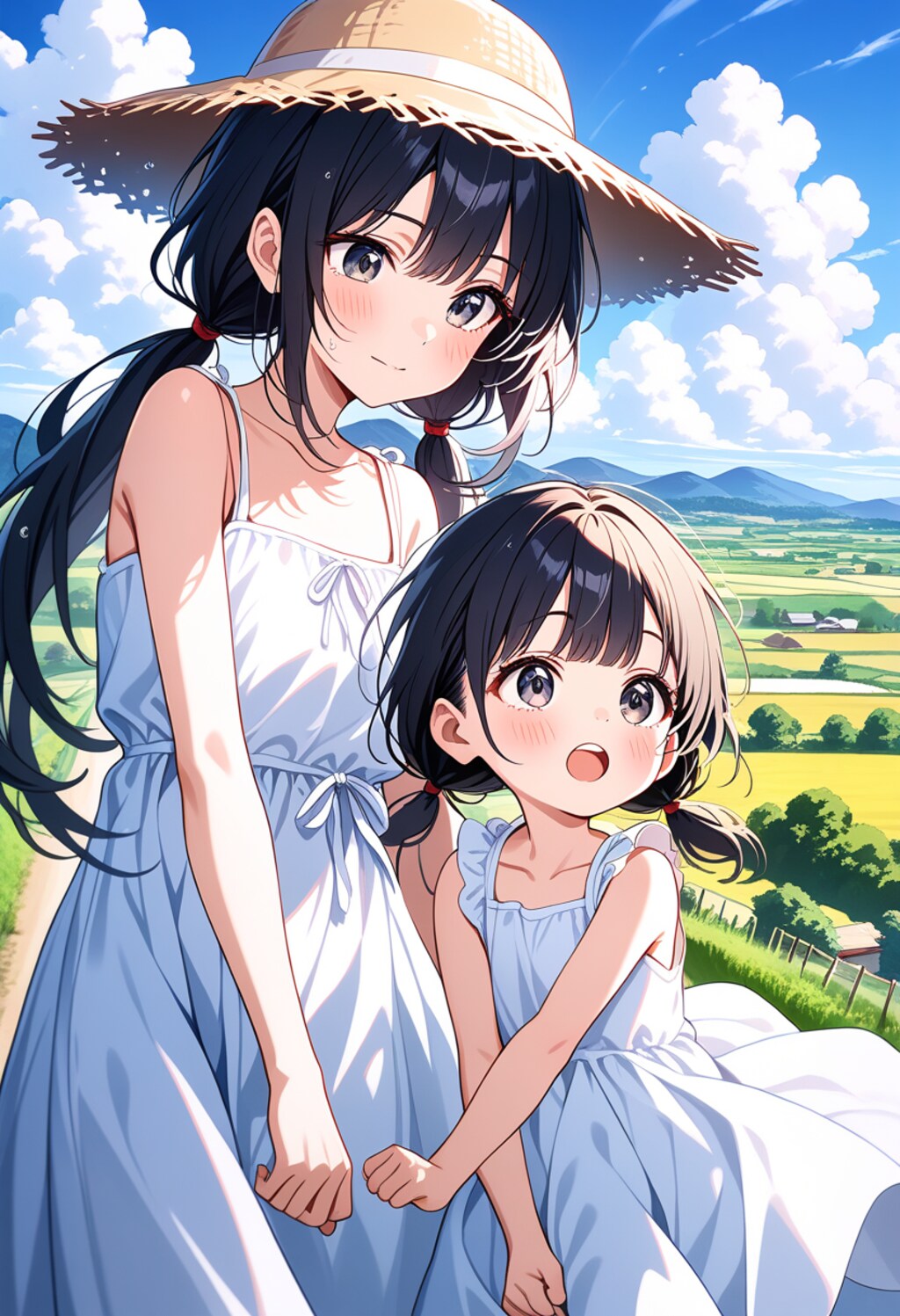 田舎の白ワンピース少女