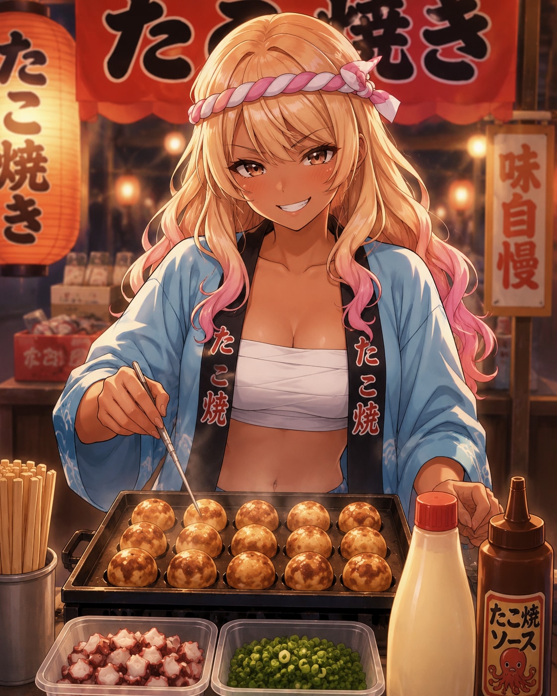 たこ焼きを焼くギャルちゃん💞