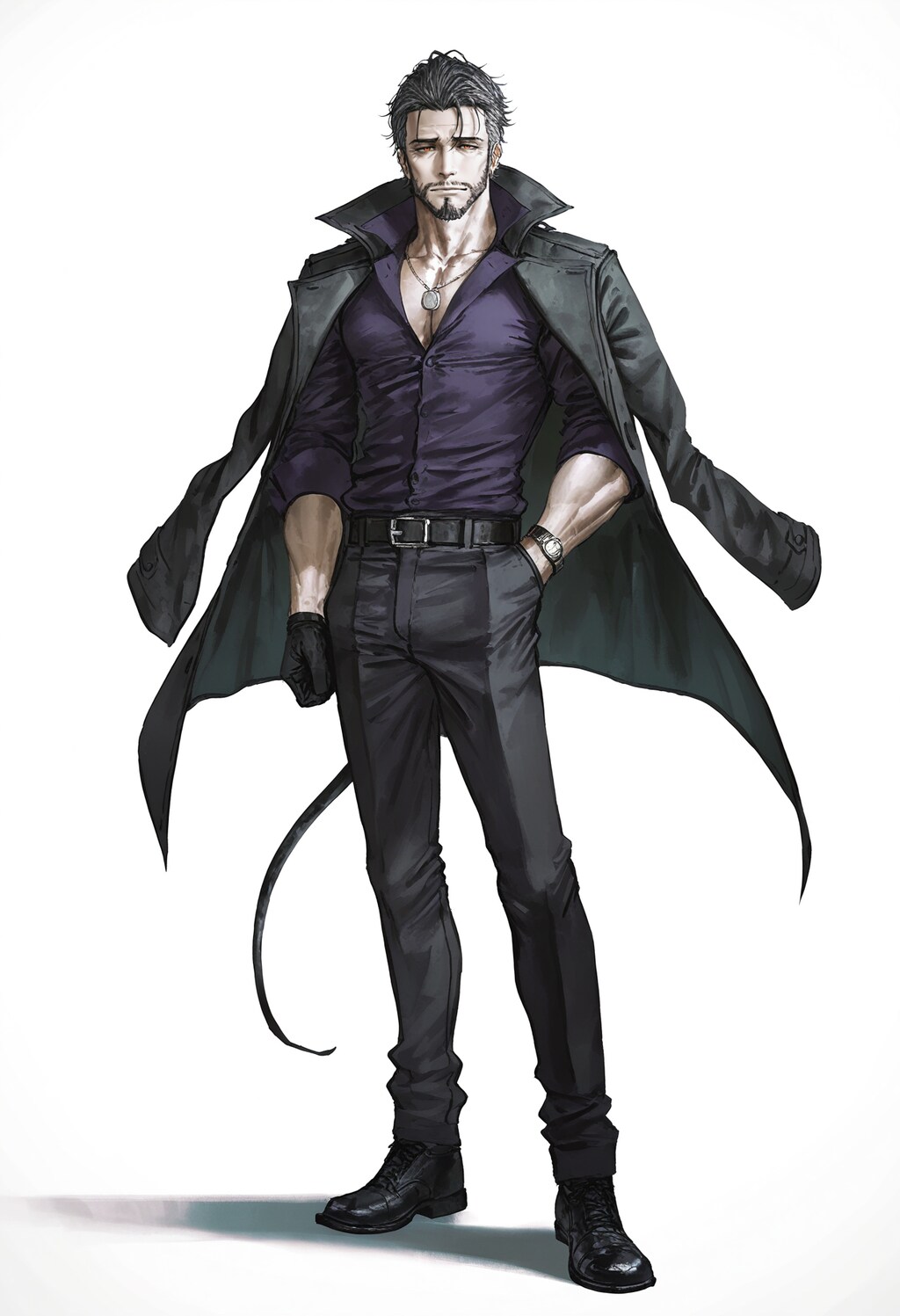 肩掛けコートの男性　２