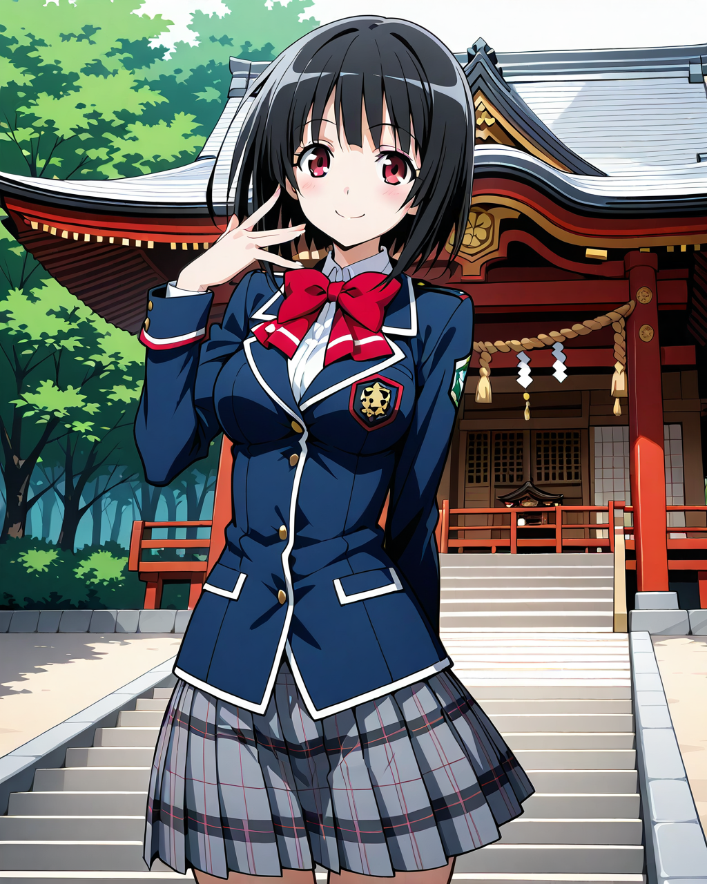神社の女子校生