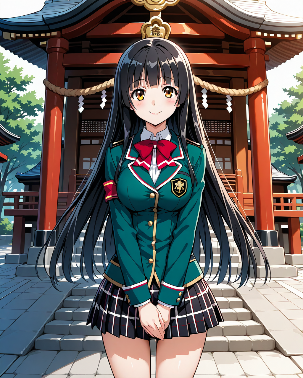 神社の女子校生