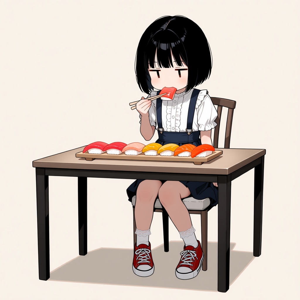 マグロのお寿司を食べる（2/100）