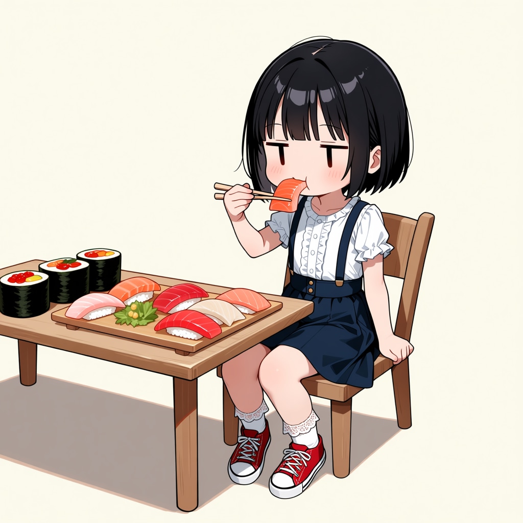 マグロのお寿司を食べる（2/100）