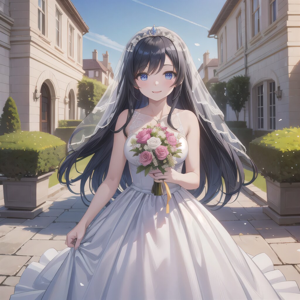 黒髪ロングでウェディングドレスの少女８