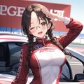 眼鏡三つ編み姉妹のレースクイーン姿 3枚目