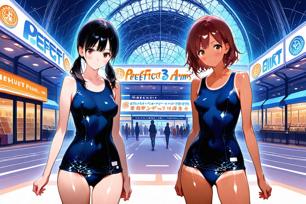 スク水モールで戯れる少女たち