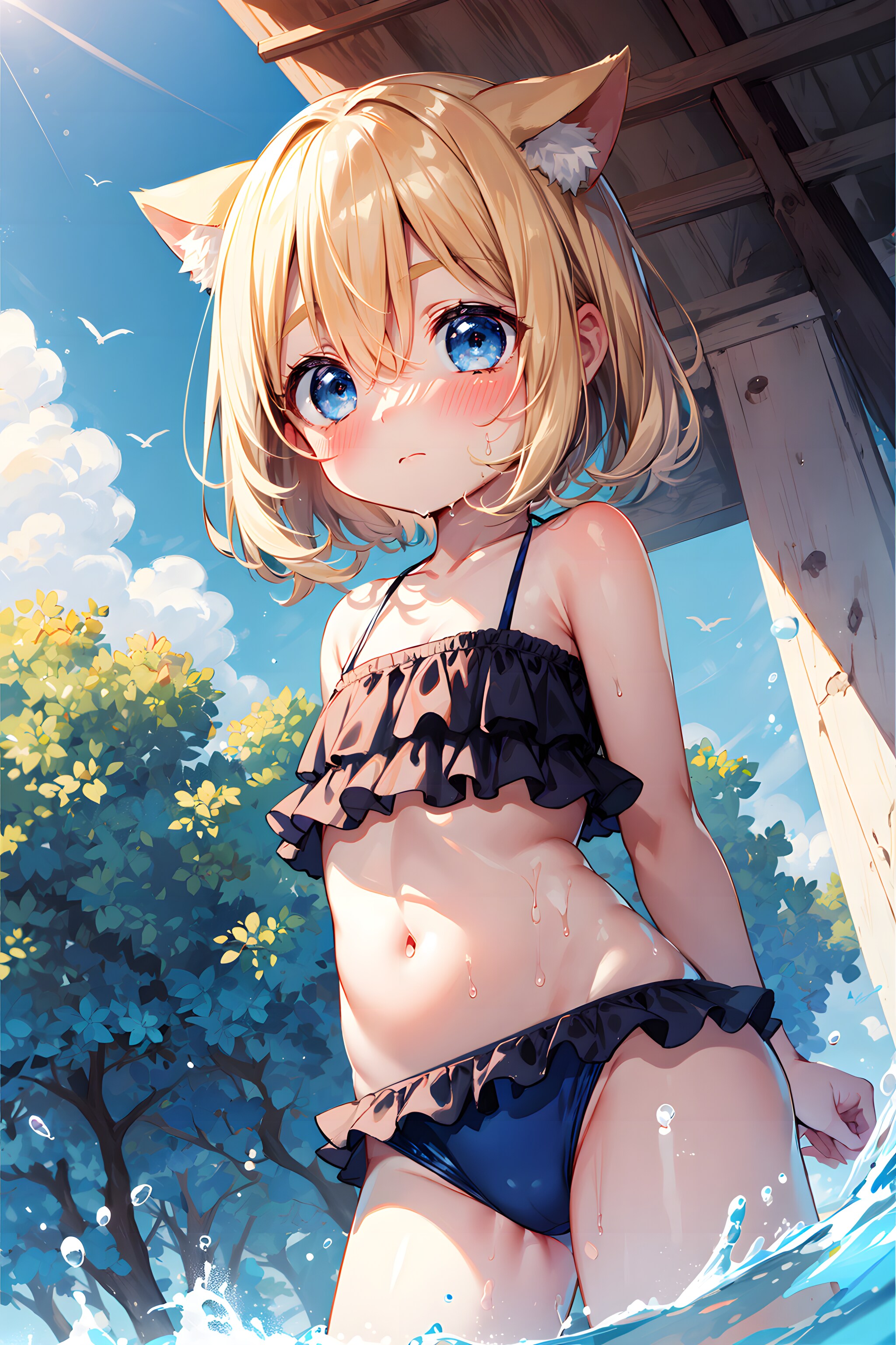 黒いフリルビキニ