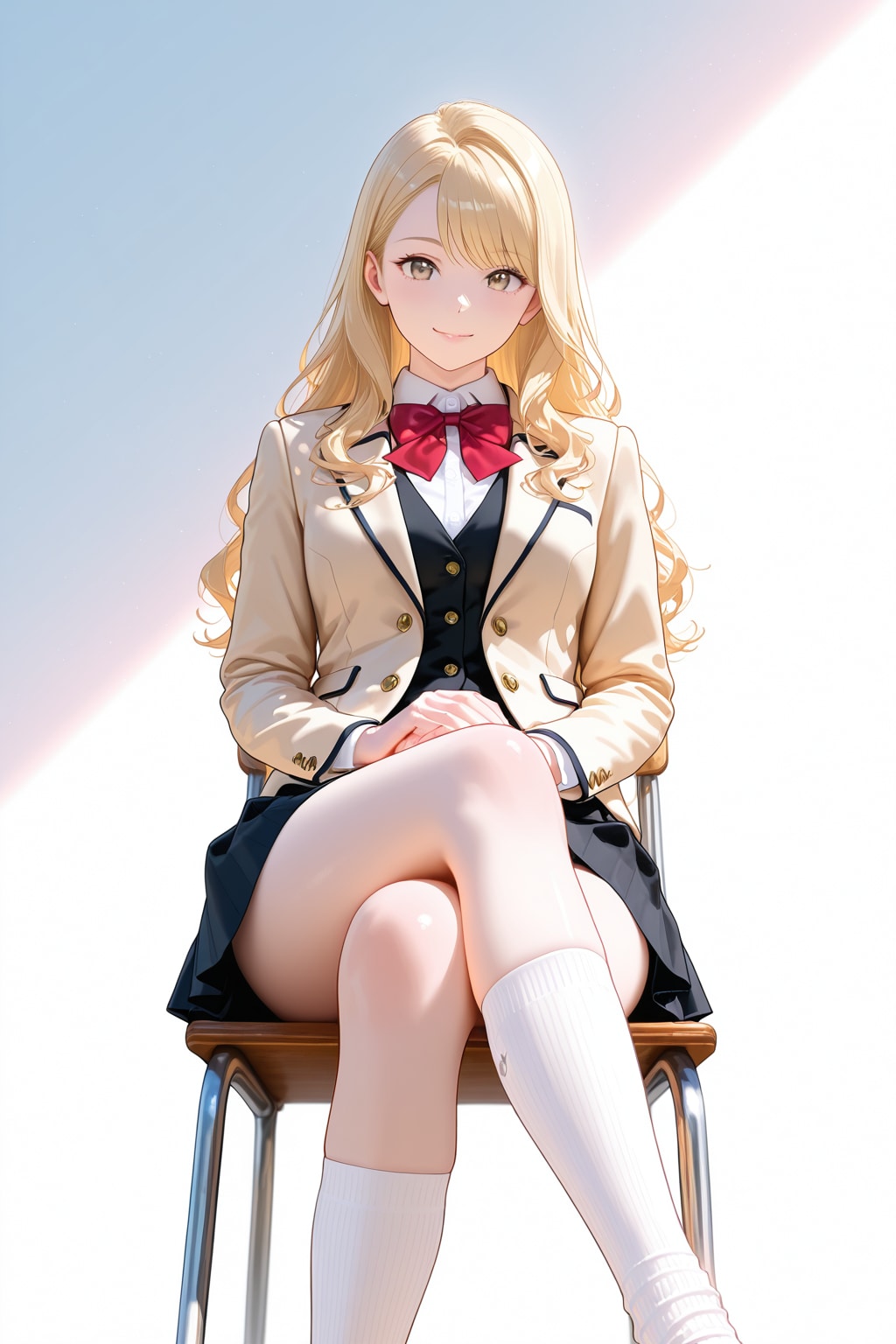 sitting on a chair