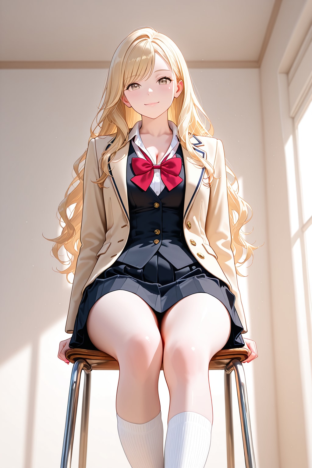 sitting on a chair