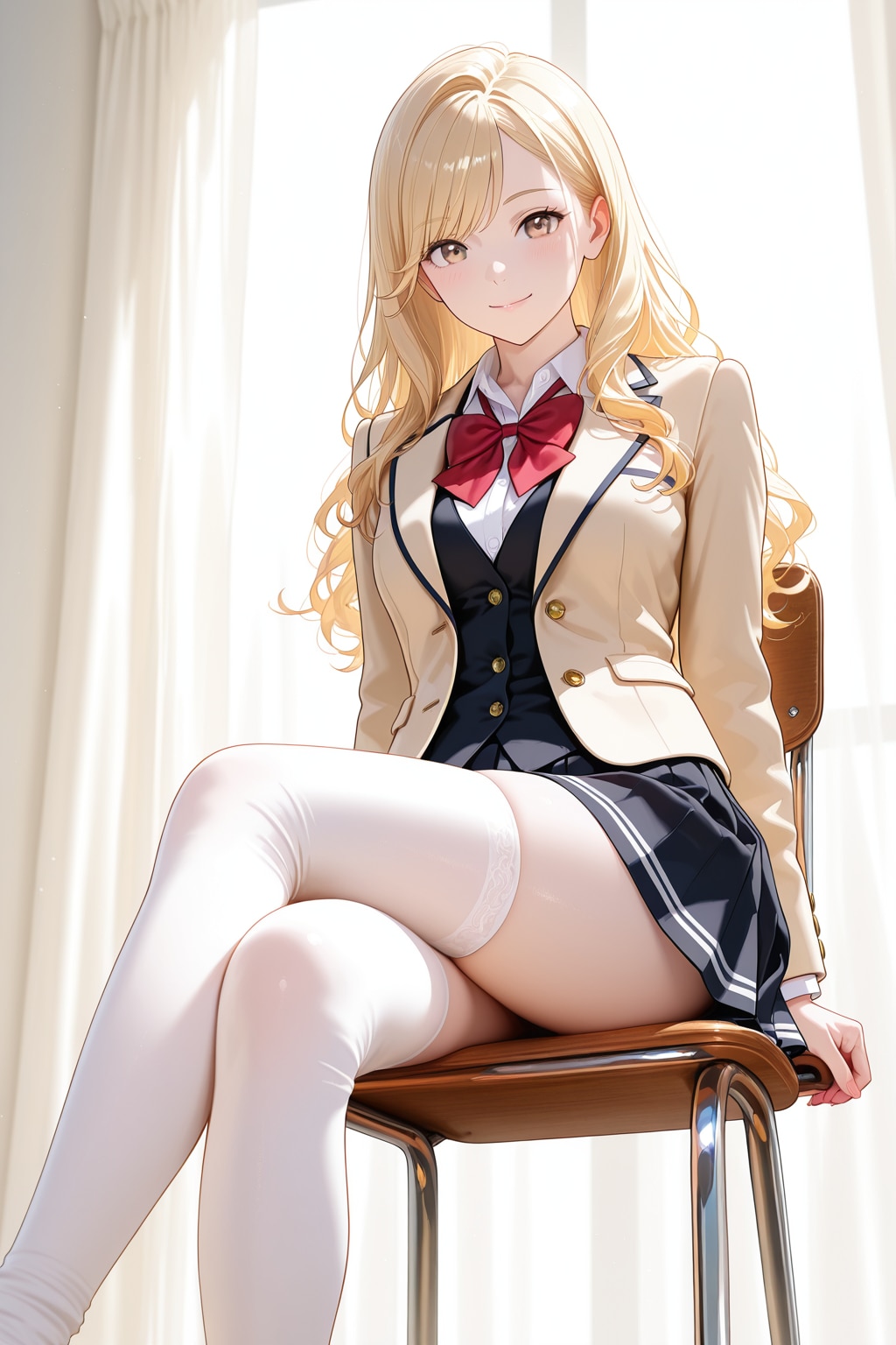 sitting on a chair
