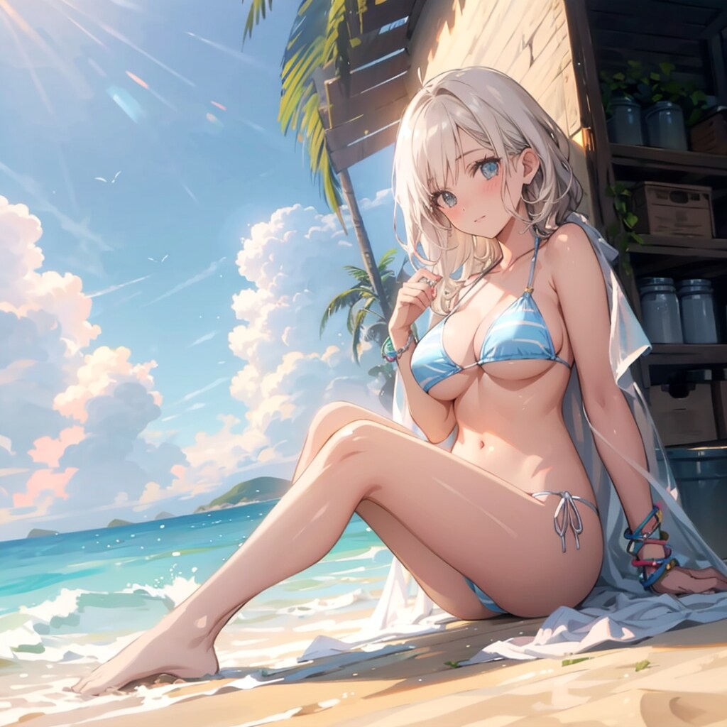 全力ビキニ少女42(金髪・青ビキニ)