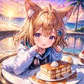夕日とケーキとケモ耳エルフさん 2枚目