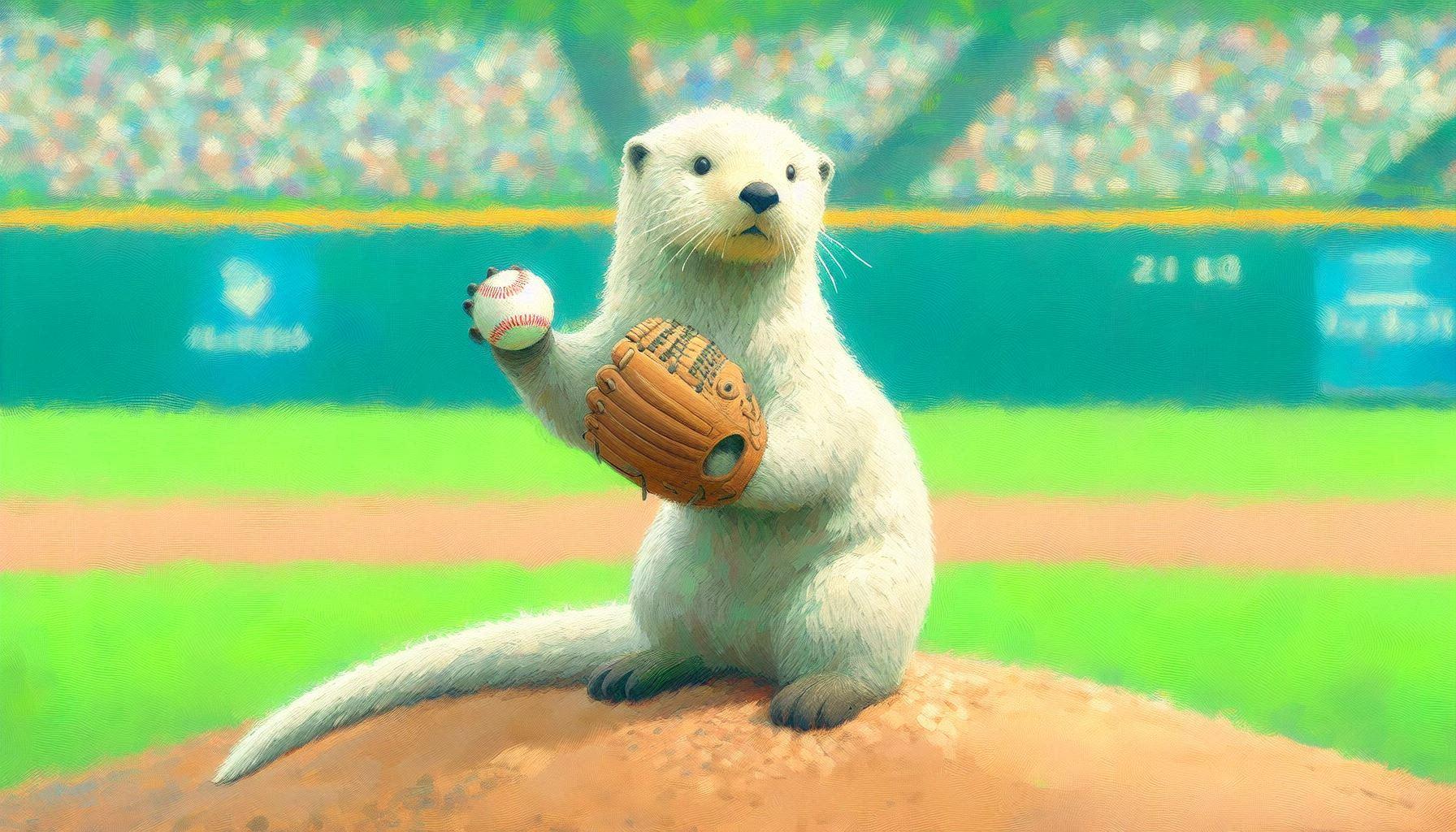 部活で野球する白ラッコ | の人気AIイラスト・グラビア