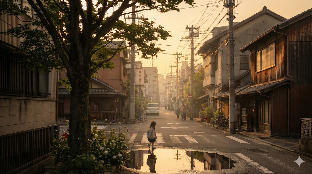 街と水たまり、少女258