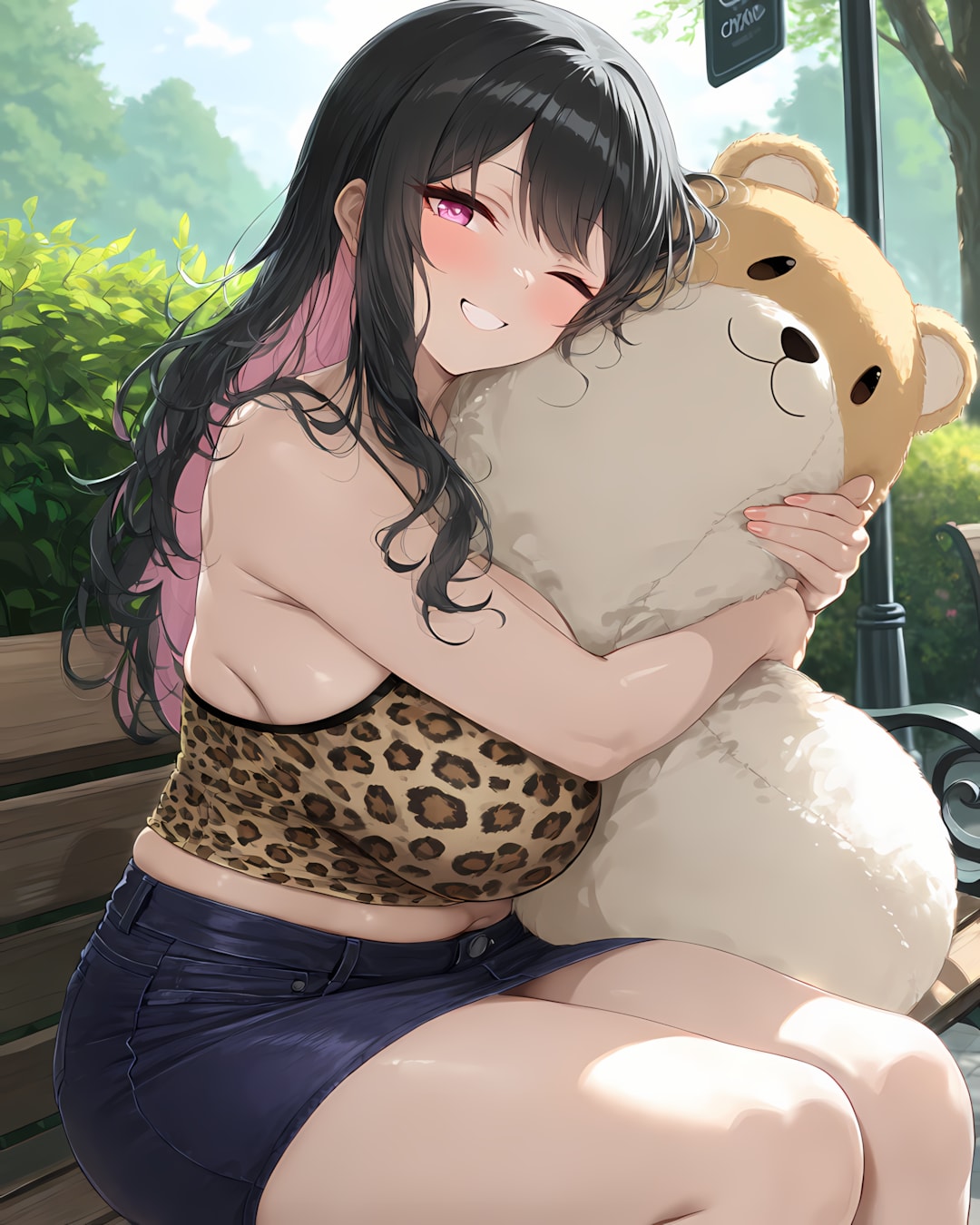 【ハグの日】ぎゅっとハグ♡Y2Kヒョウ柄ギャルコーデ🧸💖