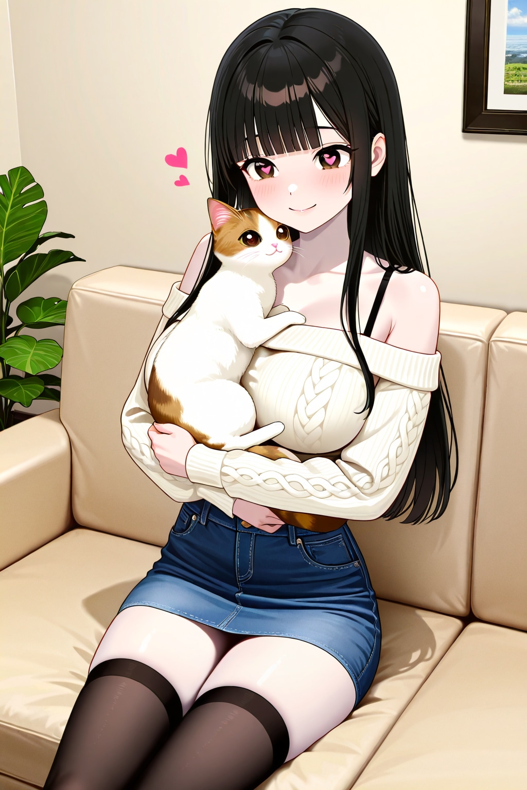 サキちゃんと子猫 | の人気AIイラスト・グラビア