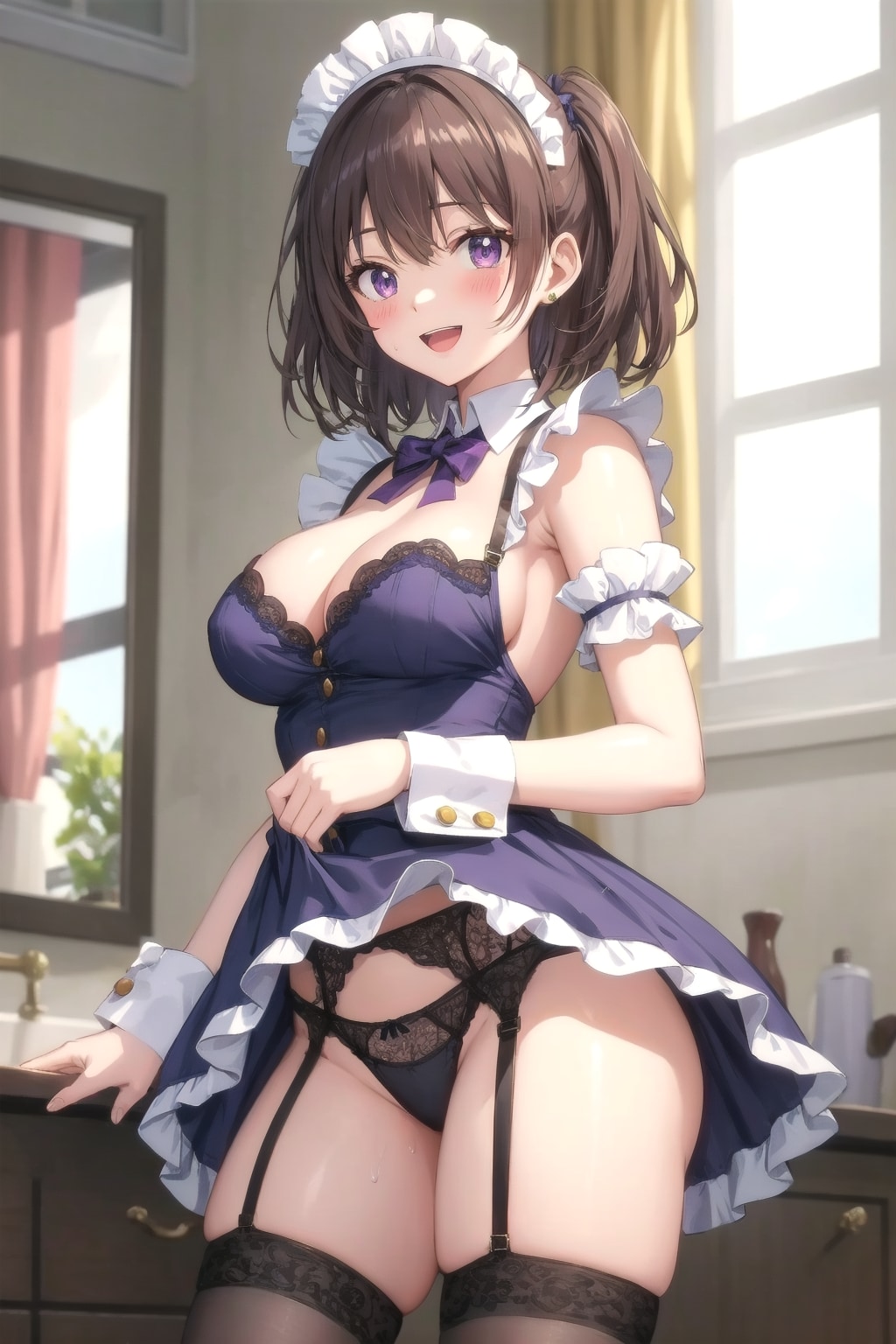 仕事中でもパンツを見せてくれるメイドさん