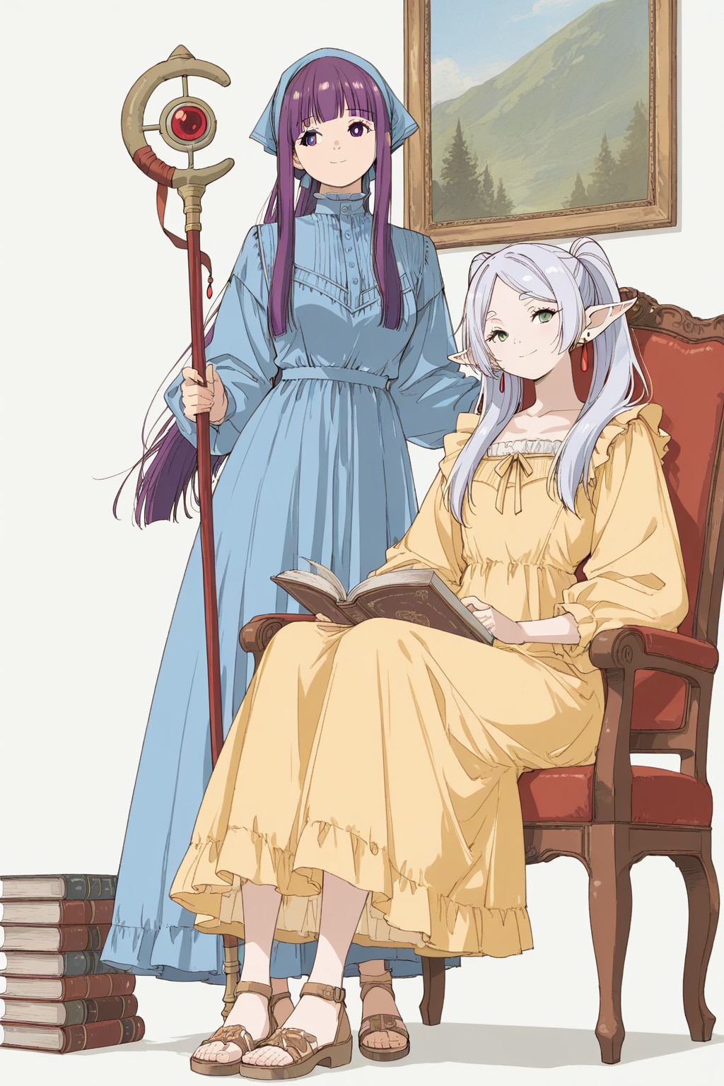 名画風のフリーレンとフェルン