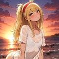 10/06 今日の嫁ちゃんR【夕焼けの海岸にて（ホイミンは友達）】 12枚目