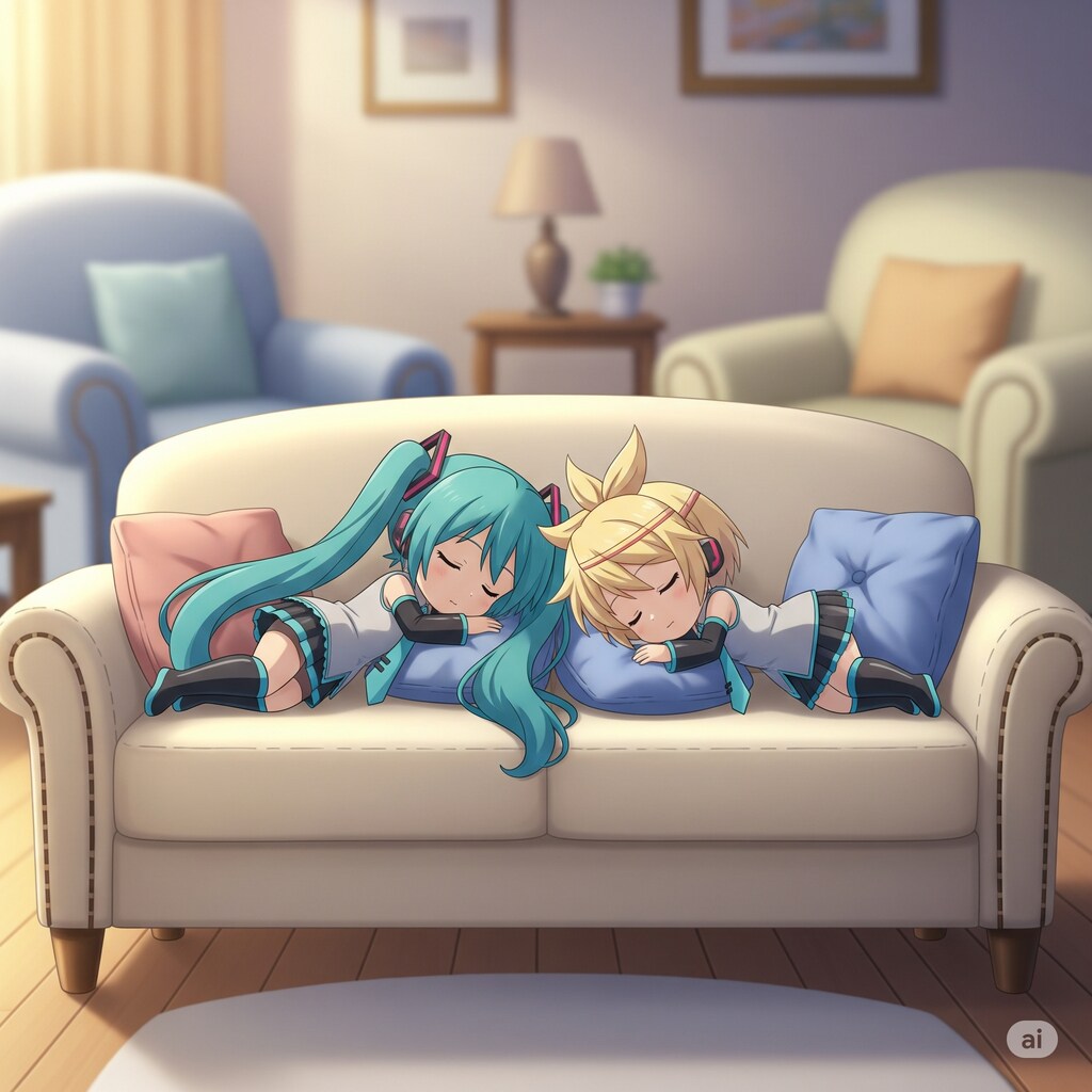 ミクちゃん リンちゃんお昼寝中！