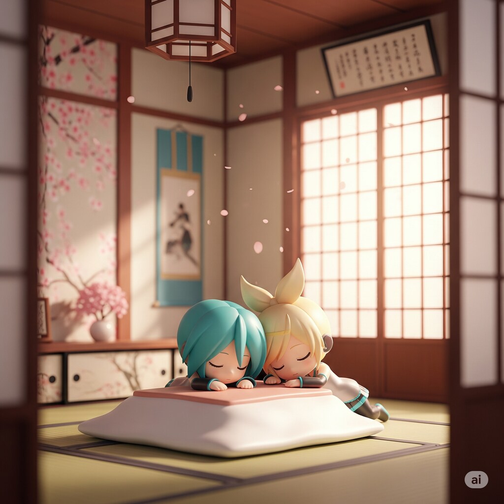 ミクちゃん リンちゃんお昼寝中！