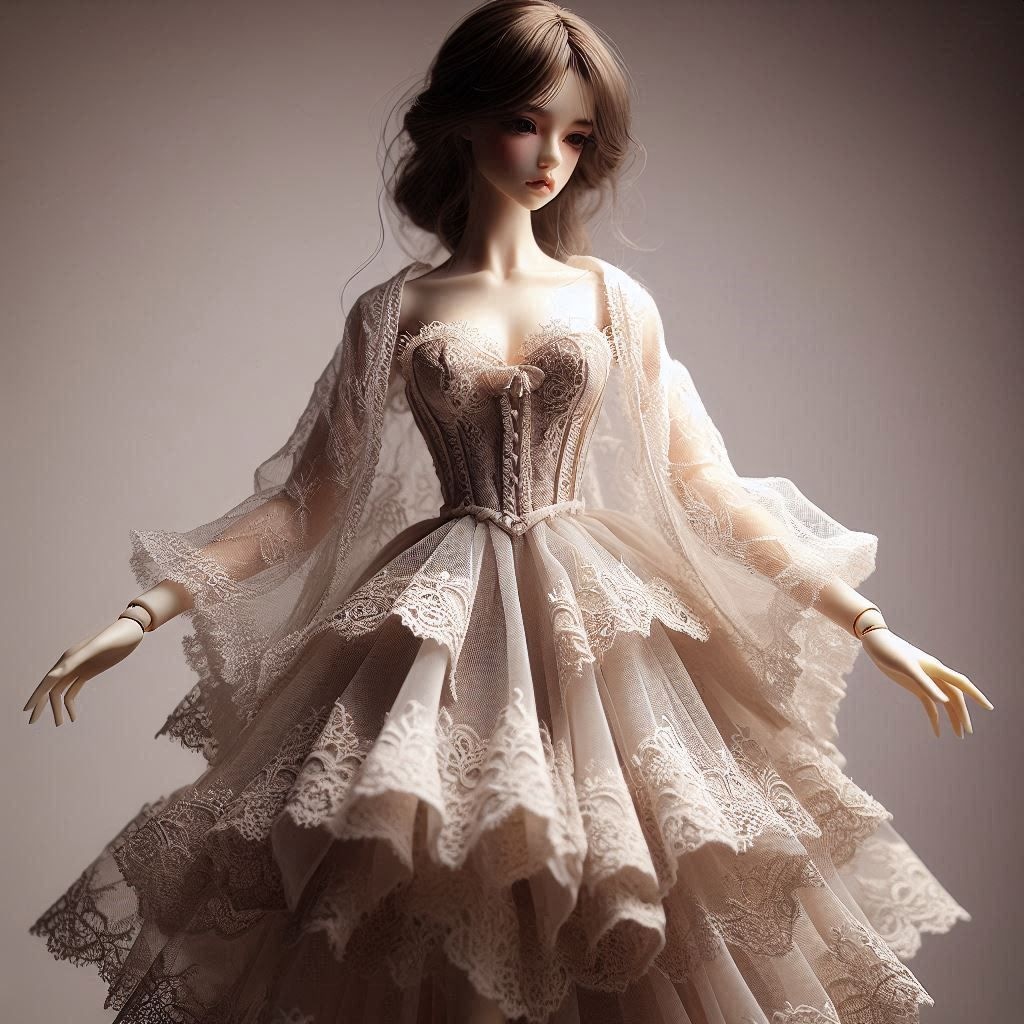 many layers of lace. See-through cardigan