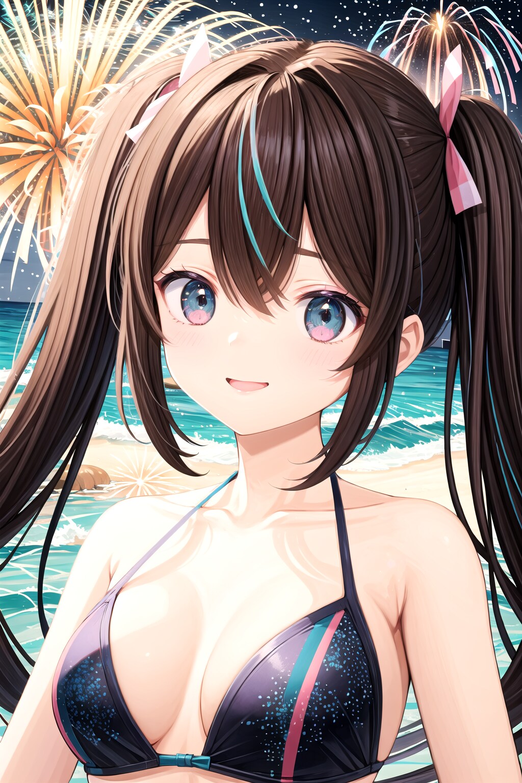 海岸で花火大会