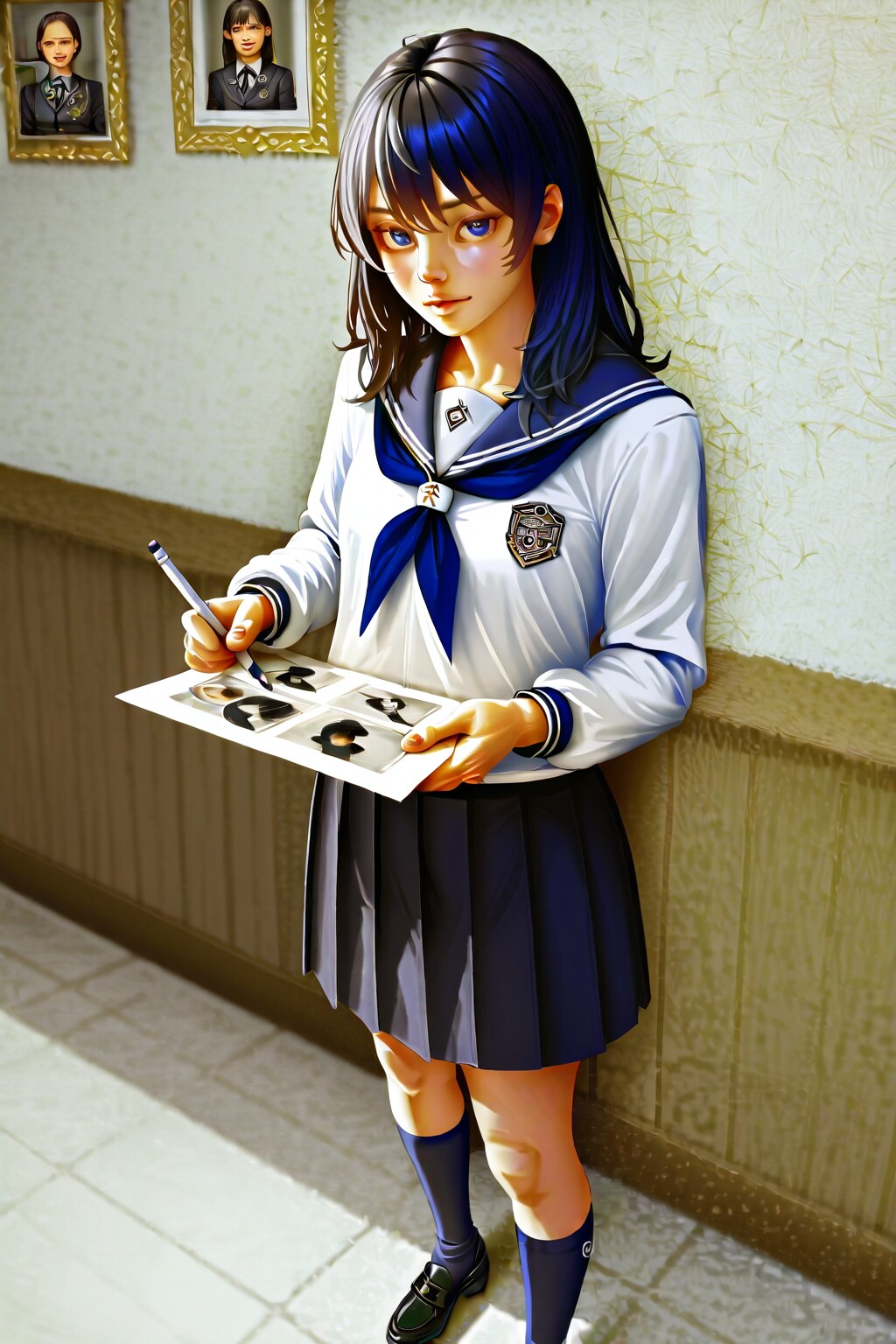 精細さを少し緩和した　鉛筆タッチで描かれた少女 | の人気AIイラスト・グラビア