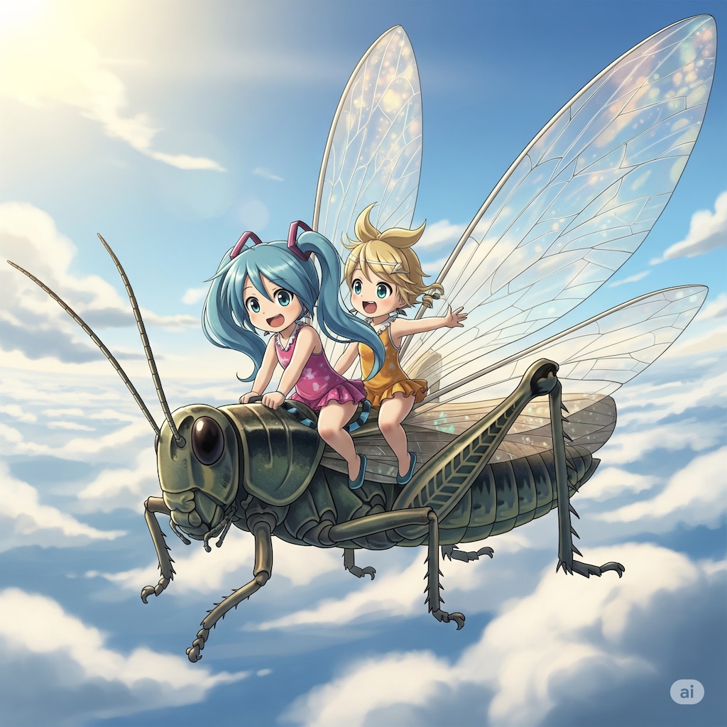 ミクちゃんとリンちゃん夏と言えば虫だね!?