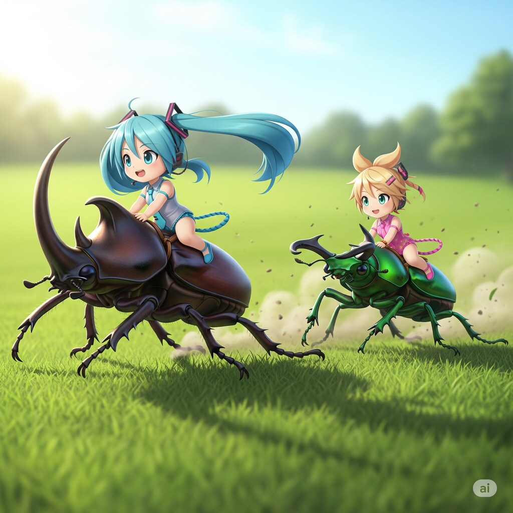 ミクちゃんとリンちゃん夏と言えば虫だね!?