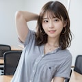 ストライプ柄シャツの女性 5枚目