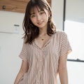 ストライプ柄シャツの女性 8枚目