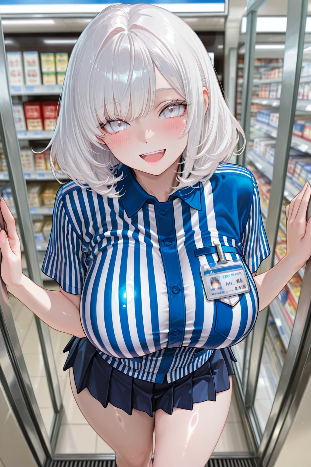 笑顔で接客する真っ白お姉さん