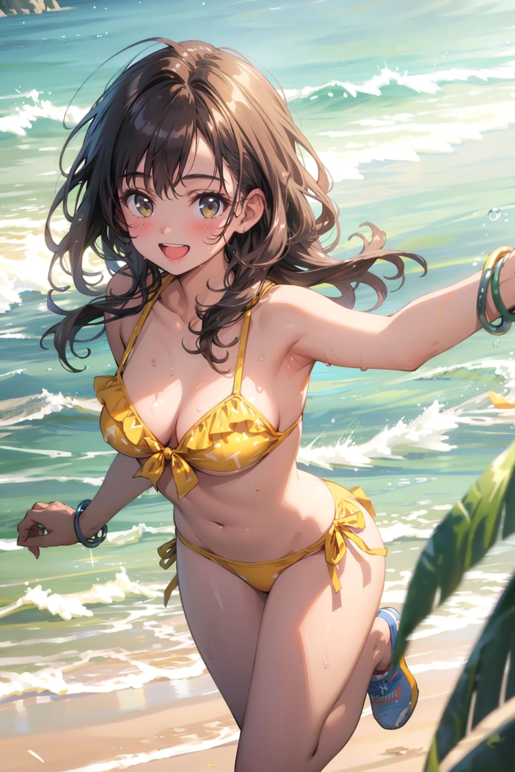 海岸を走る彼女