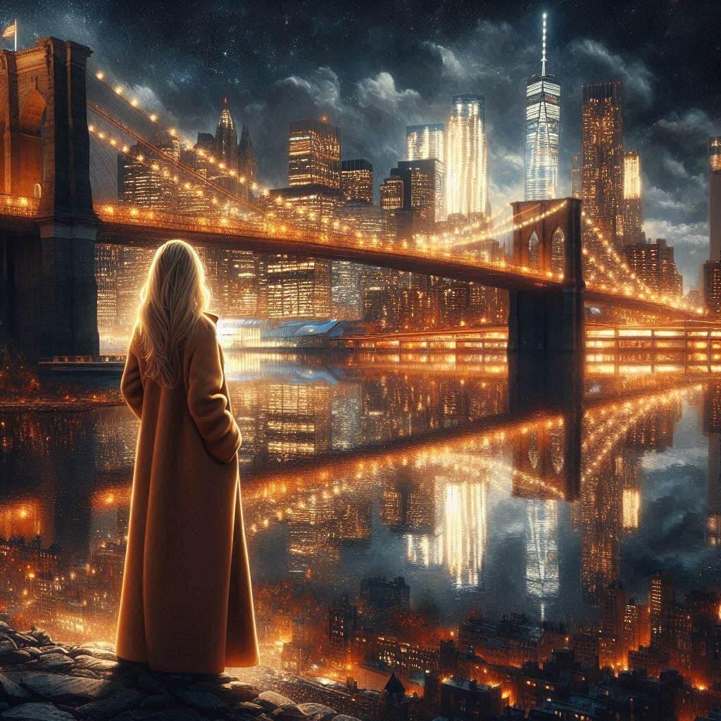 ブルックリンブリッジの夜景