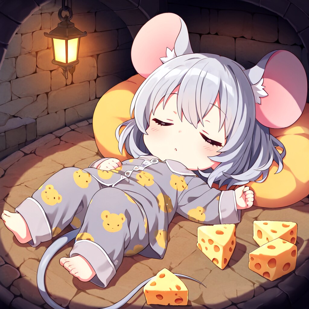 下水道の巣で眠るねずみちゃん♡