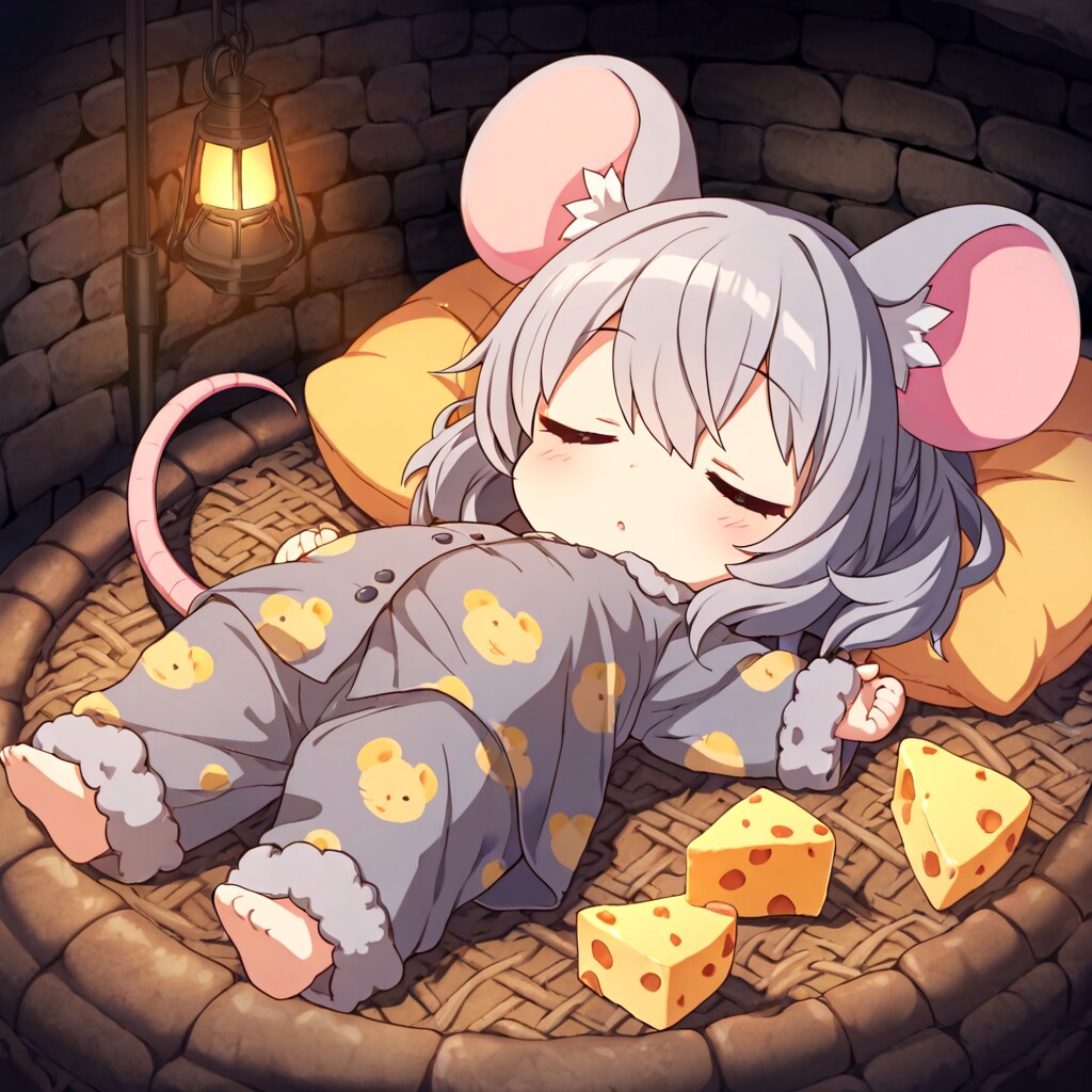 下水道の巣で眠るねずみちゃん♡