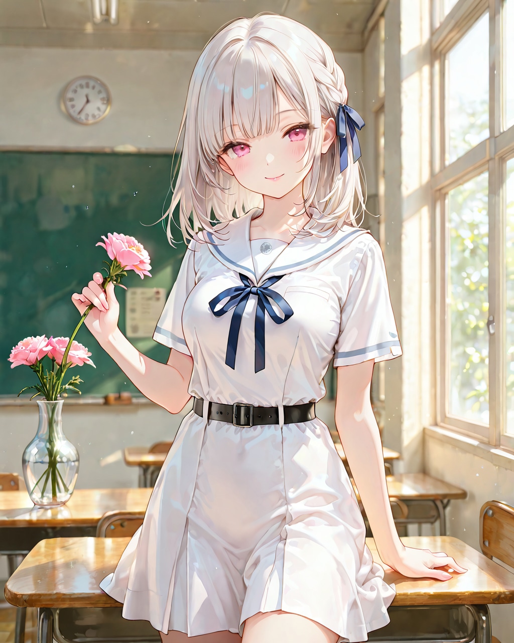 少女と一輪