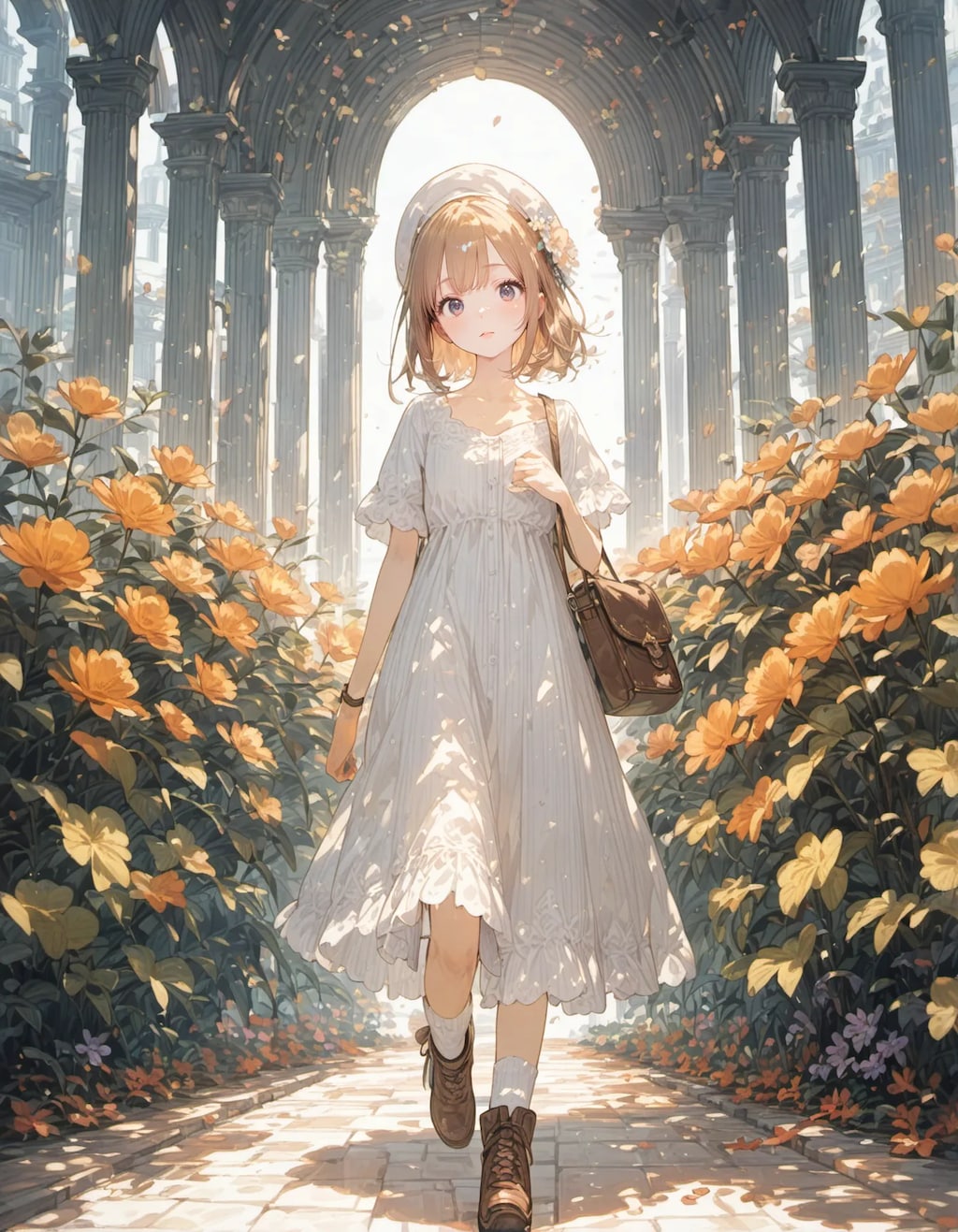 White Dress on a Sunny Stroll