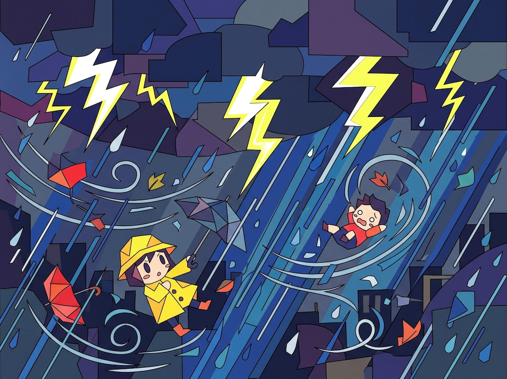 雷‼️　と、雷に翻弄される人